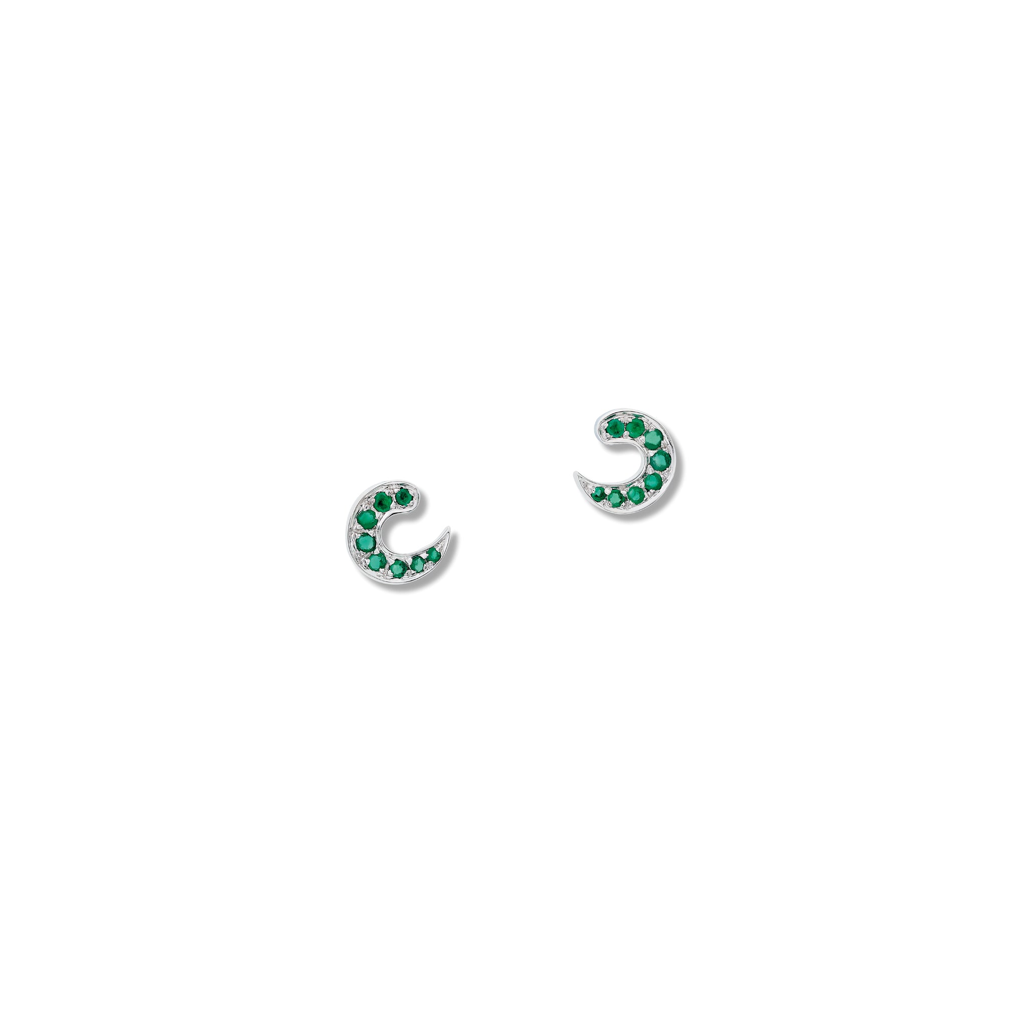 Sabina Stud Earrings 18ct White Gold - Emerald Pavé