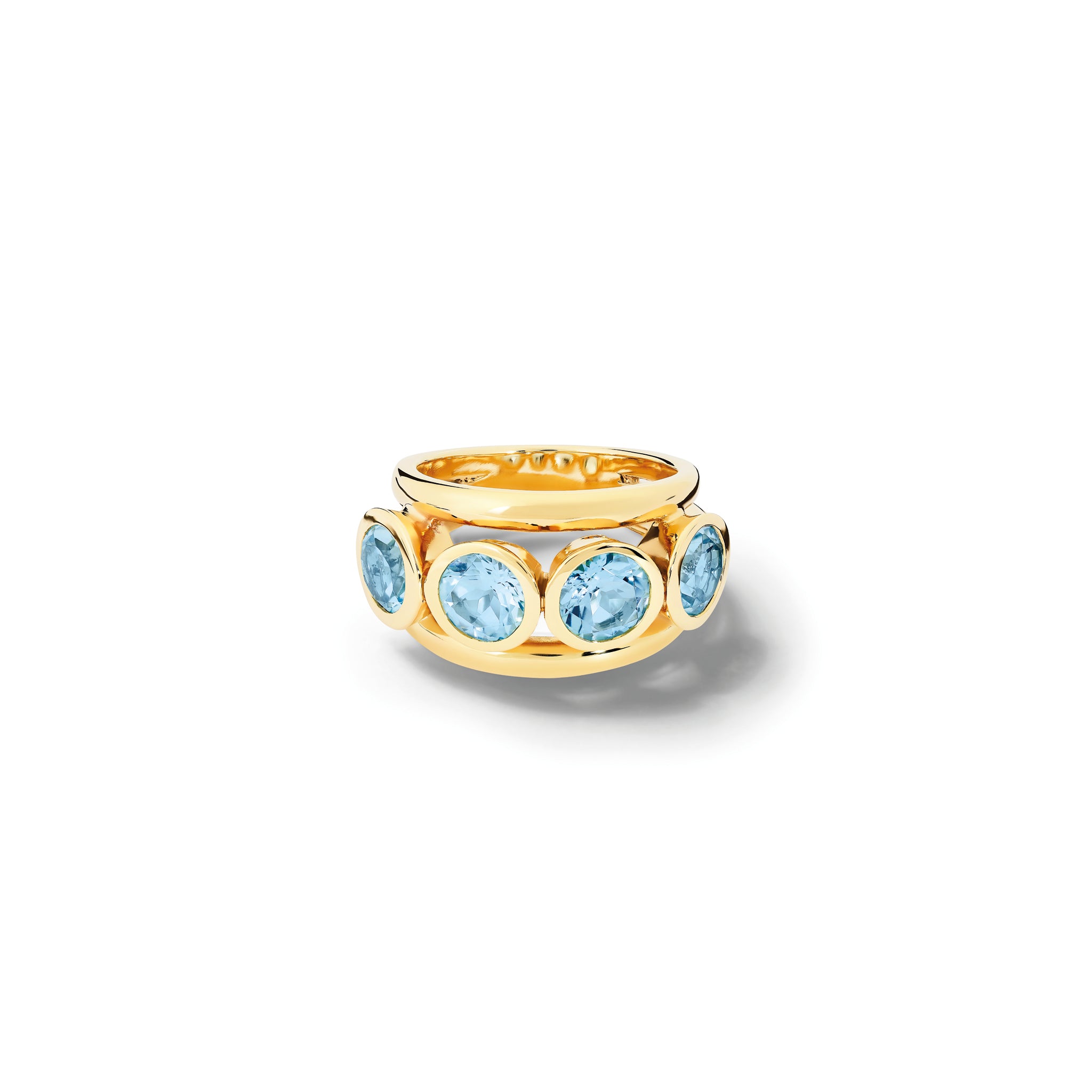 Aeneus Classic Ring Yellow Gold - Blue Topaz