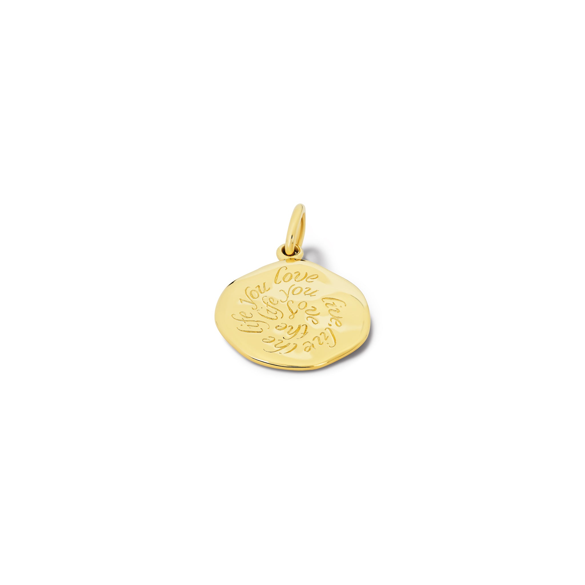 Love The Life Quote Pendant 18ct Yellow Gold