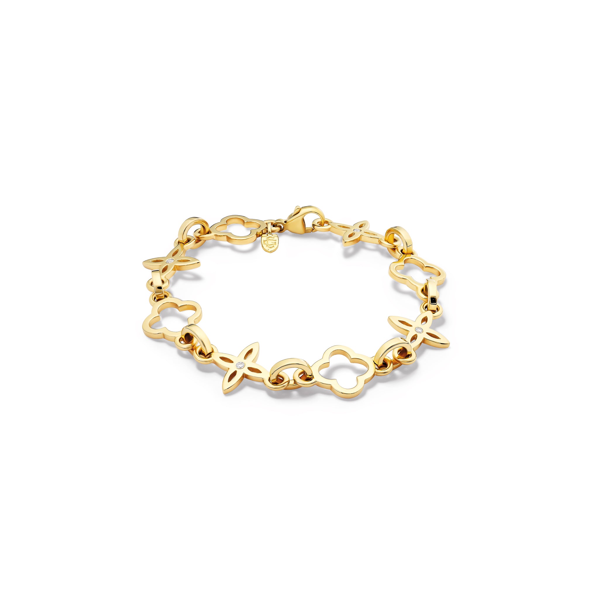 Star Anise Link Bracelet Yellow Gold - Diamond