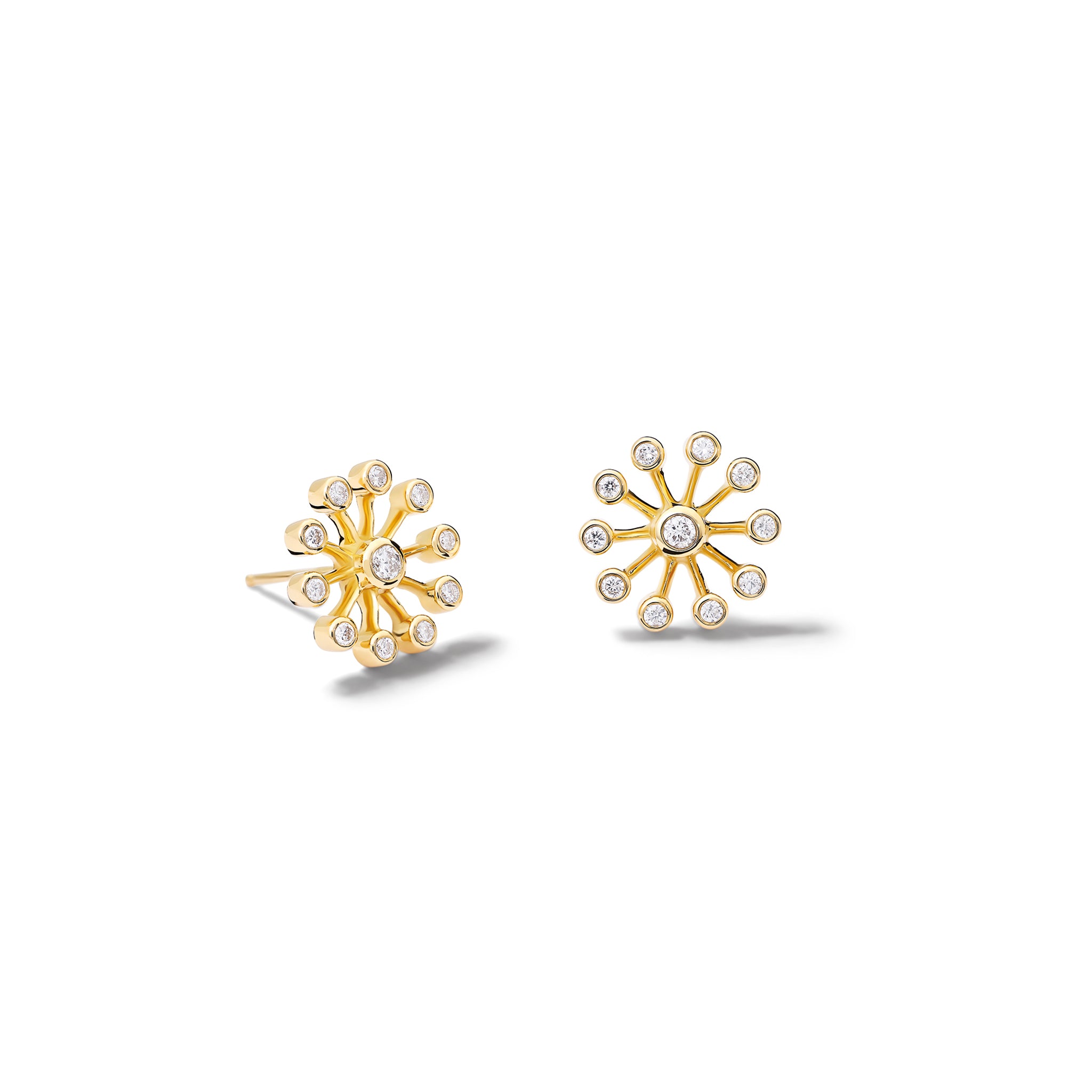 Astrantia Extra Small Earrings 18ct Yellow Gold - Diamond