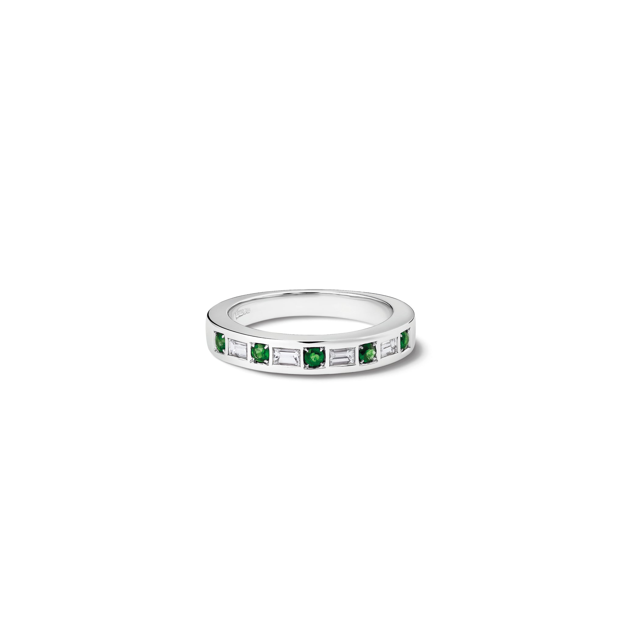 Clementina Half Eternity Ring 18ct White Gold  - Emerald & Diamond