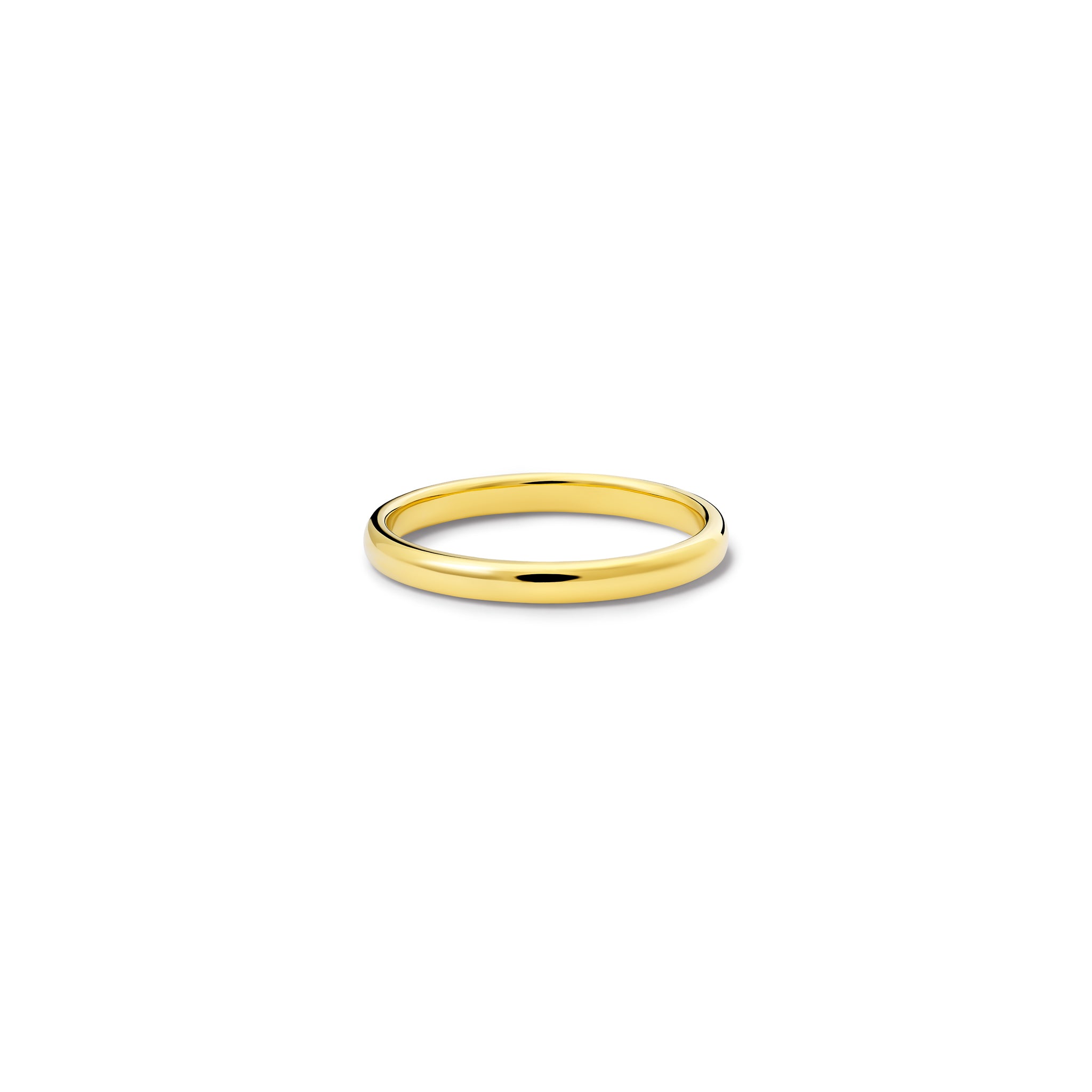 Handcrafted 18ct yellow gold wedding band with a width of 2mm.