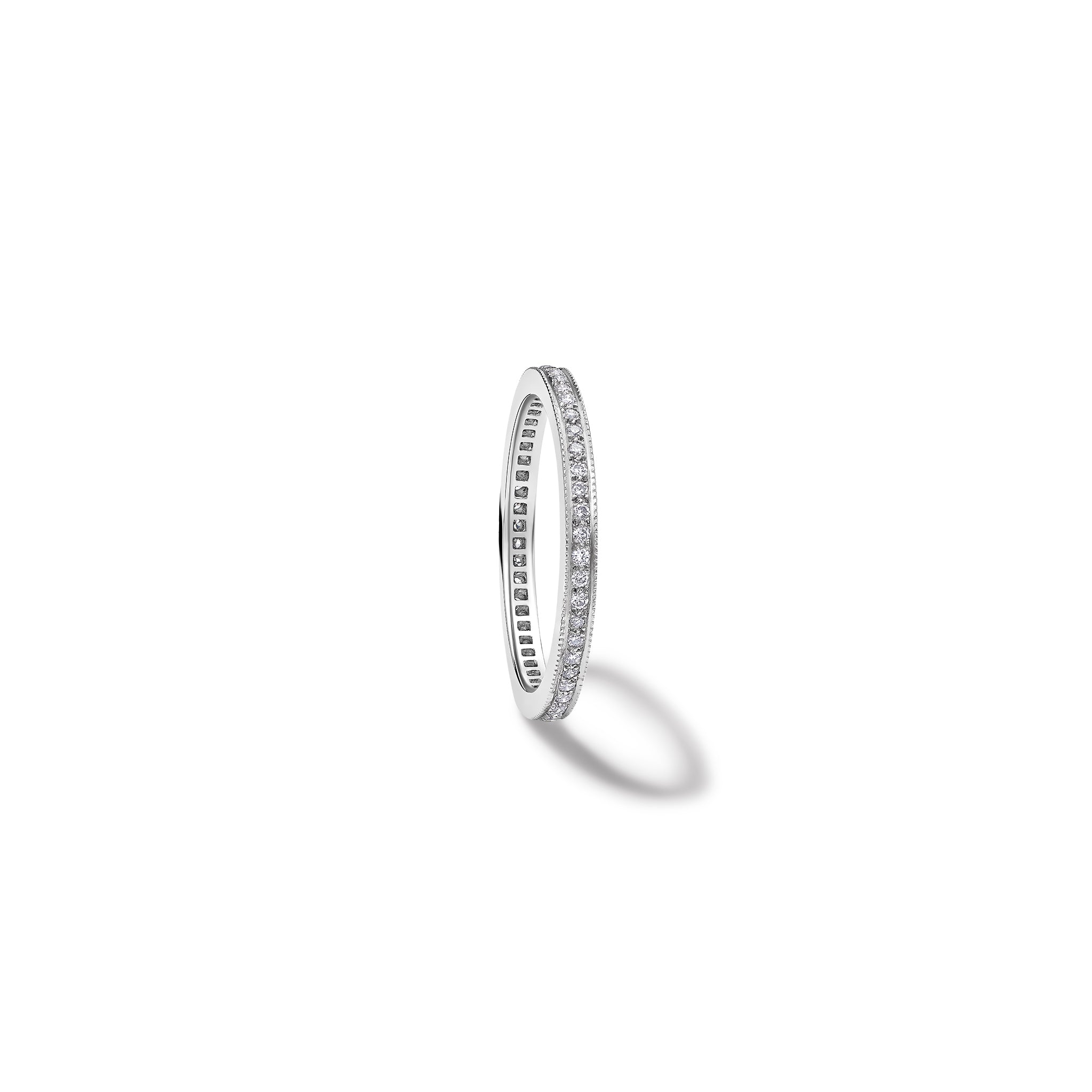 Handcrafted 18ct white gold eternity ring with diamonds.