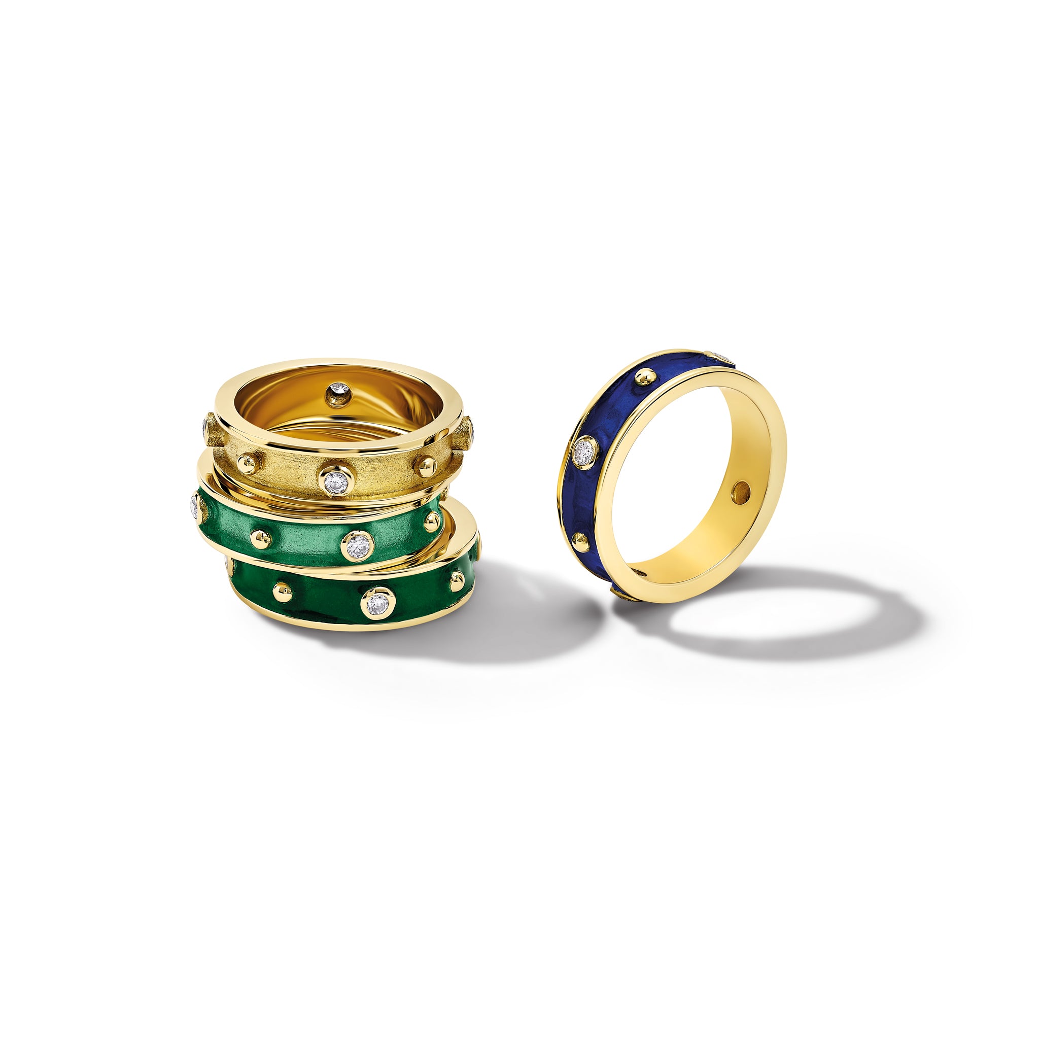 Decimus Ring 18ct Yellow Gold - Black Enamel & Diamond