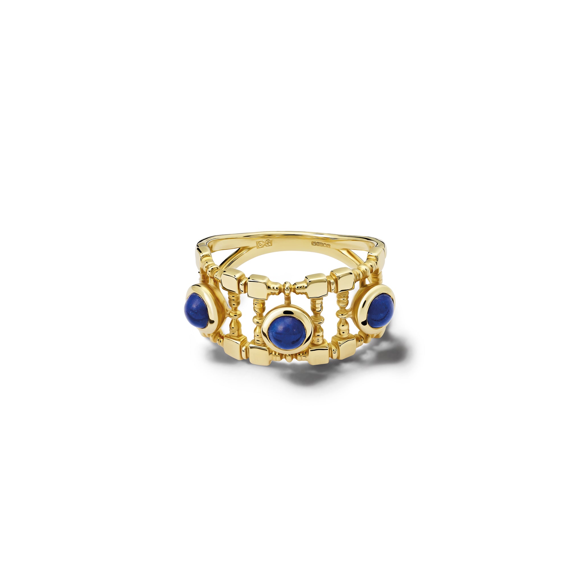 Mashrabiya Trellis Ring Yellow Gold - Lapis Lazuli