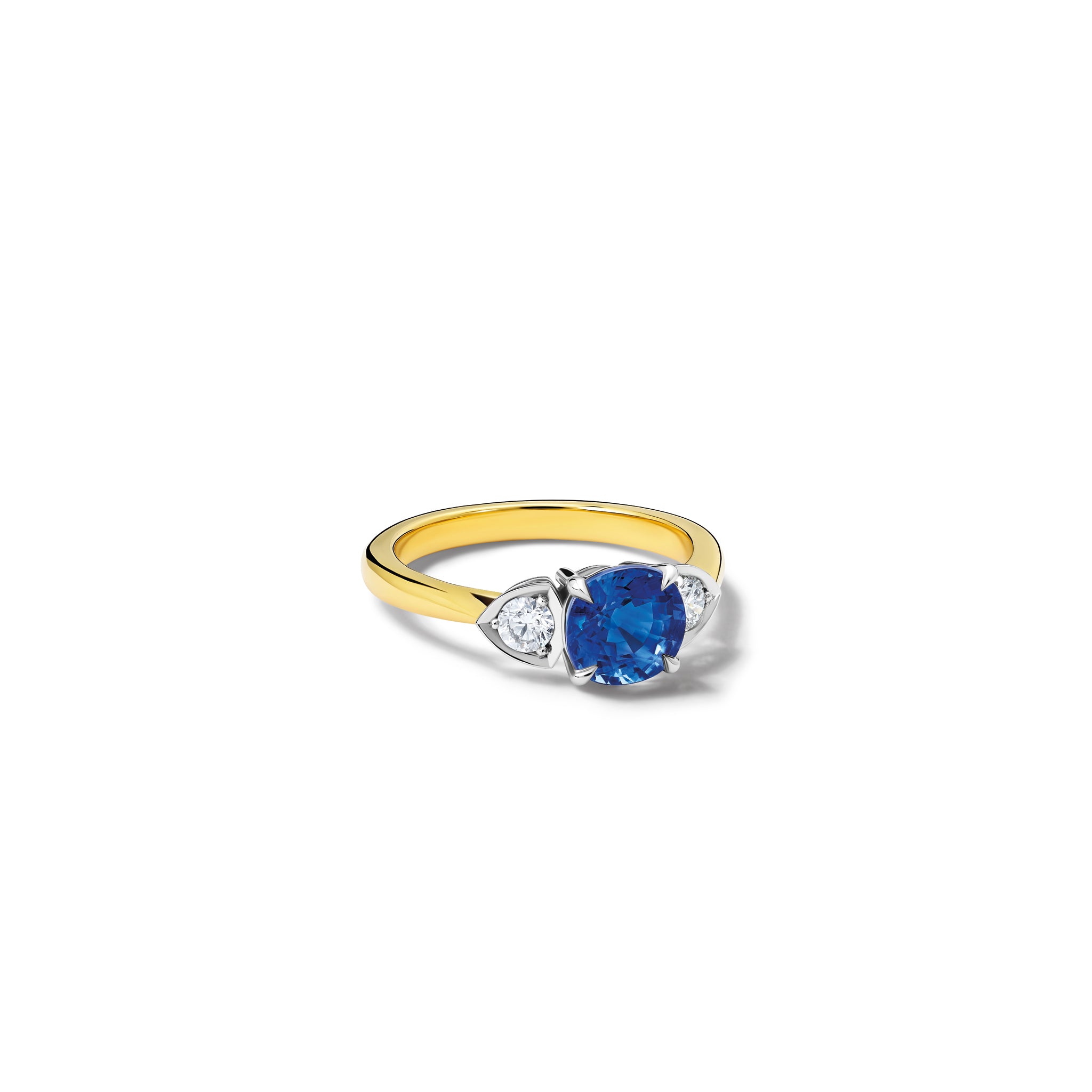 Katie Round Engagement Ring 18ct White & Yellow Gold - Sapphire & Diamond