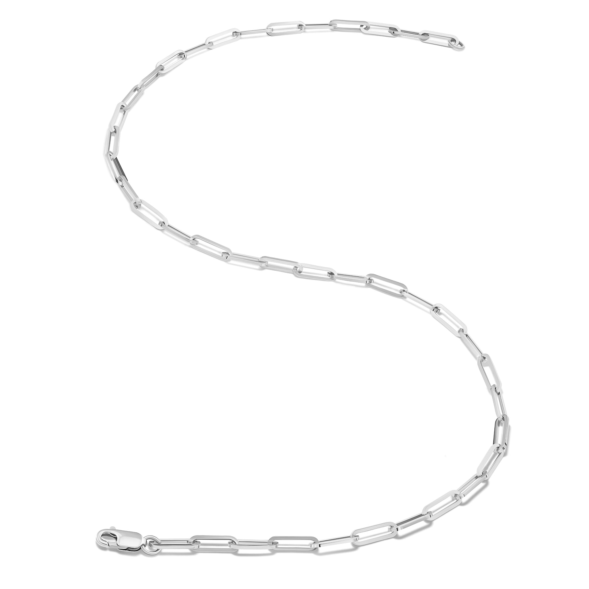 Handcrafted sterling silver necklace chain featuring long oval links.