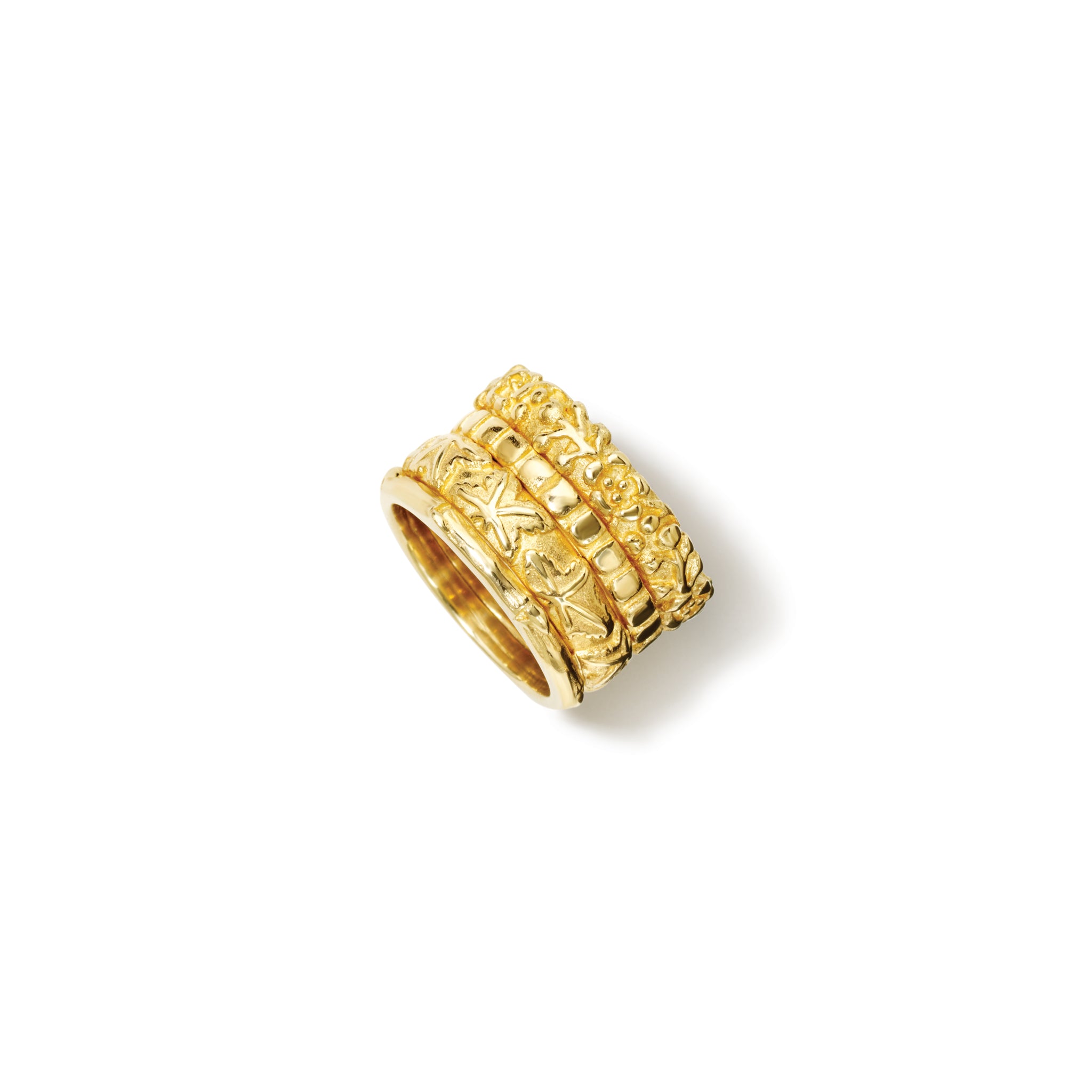 Handcrafted 18ct yellow gold ring featuring the four seasonal depictions in Japan.