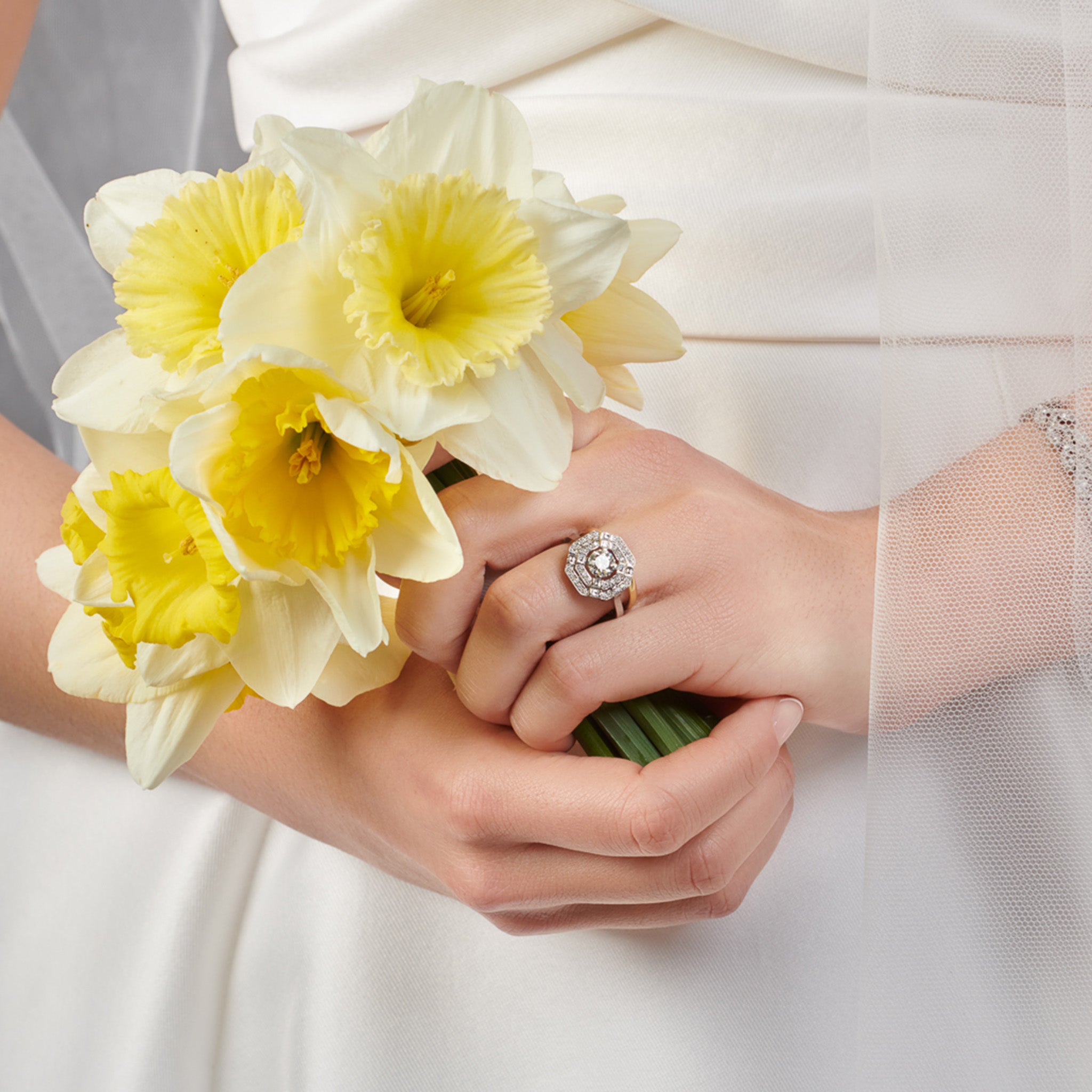Heloise Engagement Ring 18ct White & Yellow Gold - Emerald & Diamond