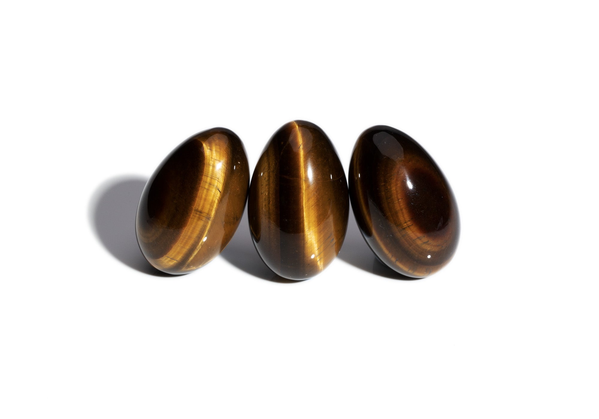 Tiger's eye gemstone eggs.